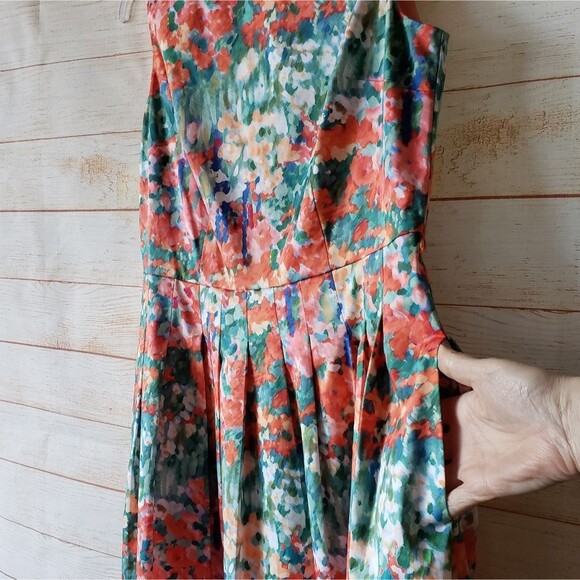 Talbots Spring/Summer Floral Sleeveless Pleated Party Dress Multi Women's 6P - Picture 2 of 11